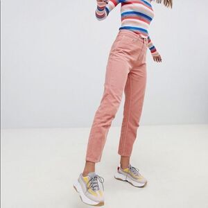New Stradivarius Mom Fit Jeans in Pink Coral 32